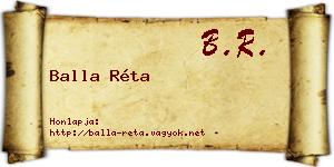 Balla Réta névjegykártya